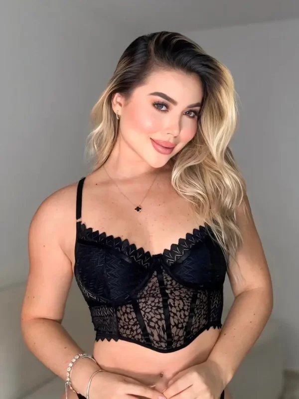 crop,top,negro,encaje,sexy,corto,dama