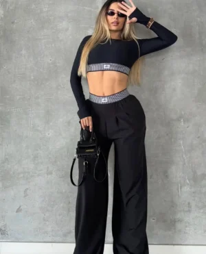 Conjunto pantalón - top mangas